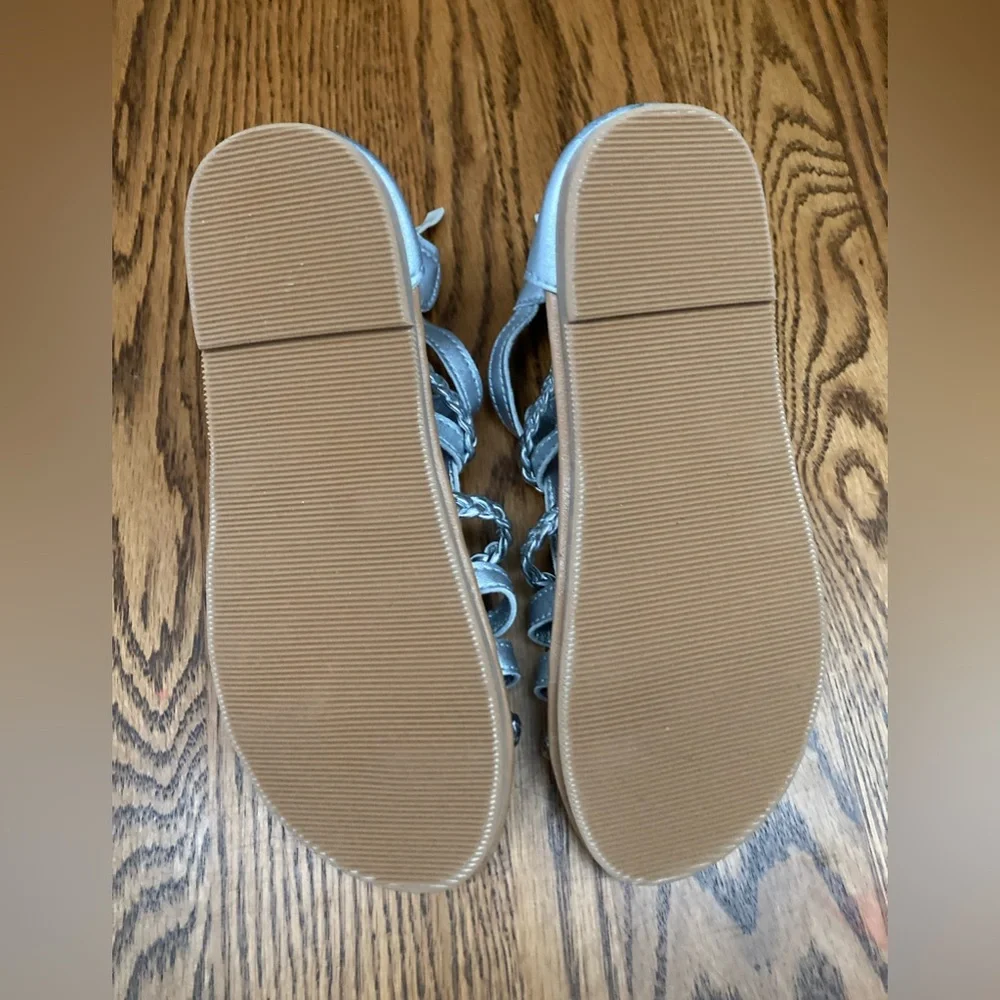 🪩⚡️GLADIATOR⚡️🪩SANDALS w/braided straps&zip heel closure SILVER size13 ⭐️NWT⭐️